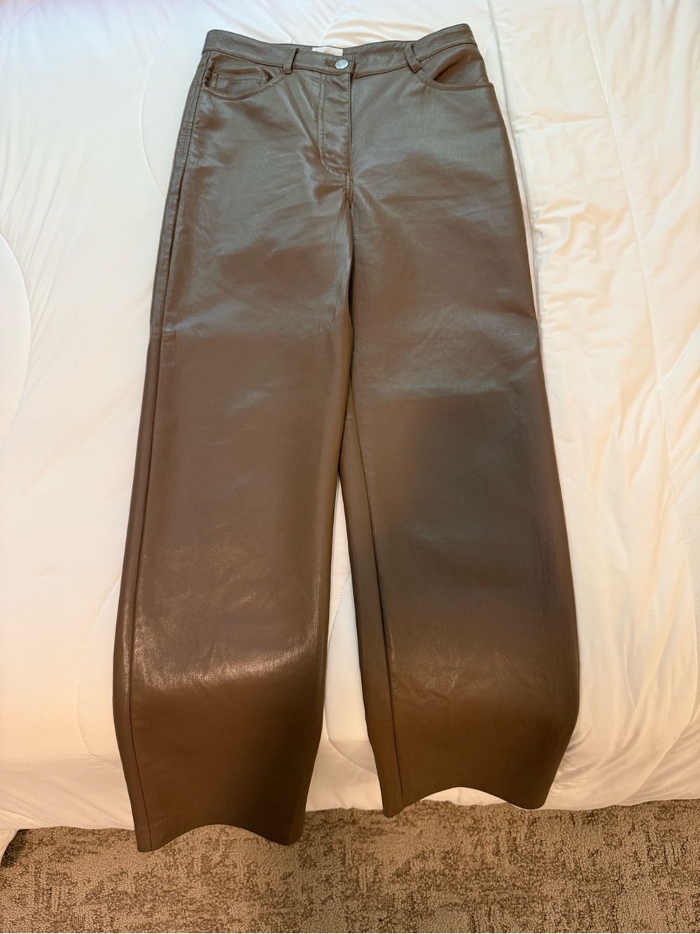 Wilfred Grey-Bdown Faux Leather Wide Straight-Leg Pants